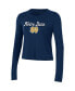 ფოტო #3 პროდუქტის Women's Navy Notre Dame Fighting Irish Vault Cropped Long Sleeve T-shirt