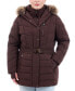 ფოტო #1 პროდუქტის Plus Size Belted Faux-Fur-Trim Hooded Puffer Coat