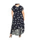 Фото #2 товара Plus Size Demure V-Neck Flutter Sleeve Floral Maxi Dress