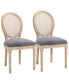 Фото #1 товара 2pc French-Style Rattan Backrest Upholstered Dining Accent Chairs, Grey