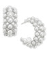 ფოტო #1 პროდუქტის Silver-Tone Medium Imitation Pearl C-Hoop Earrings, 1.1", Created for Macy's