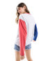 ASOS DESIGN long sleeve top with mountain graphic in colourblock