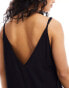 Esmee sheer tie front low back stripe loose beach jumpsuit in black