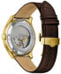 ფოტო #3 პროდუქტის Men's Automatic Wilton GMT Brown Leather Strap Watch 43mm