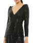 Фото #4 товара Women's Ieena Sequined Faux Wrap Long Sleeve Gown