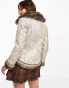 Фото #2 товара Reclaimed Vintage suede fur trim jacket in grey