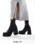 Фото #1 товара ASOS DESIGN Wide Fit Retreat mid-heeled sock boots in black