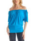 ფოტო #2 პროდუქტის Solid Color Short Sleeve Split Shoulder Top