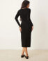 Фото #3 товара Vila ribbed knit long sleeve midi dress in black