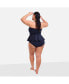 Plus Size Heatwave Halter Peplum One Piece Swimsuit - Navy