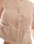 4th & Reckless boucle sleeveless vest with gold button detail in camel