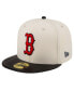Фото #1 товара Men's Cream Boston Red Sox Game Night Leather Visor 59Fifty Fitted Hat