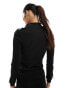 Фото #2 товара Fashionkilla ribbed zip through contrast bow detail jumper in black