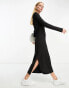 River Island column midi dress with side split in black