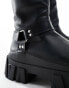 ASOS DESIGN chunky calf boots in black faux leather