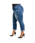 Фото #2 товара Women's Plus Size Curvy-Fit Bleach Spots Boyfriend Jeans