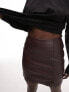 Фото #5 товара Topshop Tall leather look split detail mini skirt in oxblood