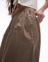 Фото #2 товара Topshop super wide leg pleated poplin trouser in khaki