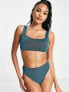 ASOS DESIGN Fuller Bust mix and match supportive crop bikini top in blue glitter US 38 E/F - фото #5