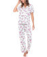 ფოტო #1 პროდუქტის Women's Short Sleeve Pants Tropical Pajama Set, 2-Piece