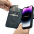 2w1 etui skórzany pokrowiec z klapką iPhone 14 Pro Anti-RFID Oil Wax Wallet Case niebieski