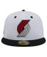 ფოტო #2 პროდუქტის Men's White/Black Portland Trail Blazers Throwback 2Tone 59FIFTY Fitted Hat