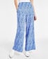 Women's Printed Pull-On Wide-Leg Pants, Created for Macy's
