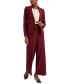 Фото #4 товара Women's Asymmetrical Ruffled One-Button Jacket & Wide-Leg Pant Suit