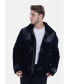 ფოტო #4 პროდუქტის Men's Leather Shearling Jacket, Black