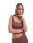 Фото #1 товара ASOS DESIGN knitted cami top with scoop neck in metallic yarn in brown co-ord