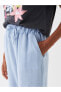 Фото #3 товара Beli Lastikli Düz Keten Karışımlı Kadın Pantolon