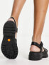 Timberland london vibe cross strap sandals in black full grain leather