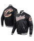 Фото #1 товара Men's Black Cleveland Cavaliers Script Tail Full-Snap Satin Varsity Jacket