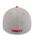 Men's Heather Gray, Red Kansas City Chiefs Striped 39THIRTY Flex Hat