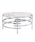 32.48" Modern Chrome Coffee Table, Stone Top, Sturdy Frame