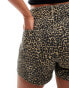 Фото #4 товара Mango leopard print denim shorts in brown