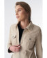 Фото #3 товара Women's Denim Style Zipper Suede Jacket, Beige