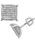 ფოტო #1 პროდუქტის Men's Diamond Cushion Cluster Stud Earrings (1/4 ct. t.w.) in Sterling Silver