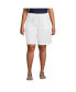 Фото #1 товара Plus Size High Rise Pull On Elastic Waist 10" Linen Bermuda Shorts