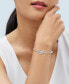 ფოტო #4 პროდუქტის Cultured Freshwater Pearl (6 x 4mm) & Diamond (1/10 ct. t.w.) Flower Bud Inspired Bangle Bracelet in Sterling Silver & 14k Gold