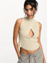 Sixth June knit crop top in beige