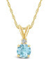 ფოტო #1 პროდუქტის Aquamarine (3/4 ct.t.w) and Diamond Accent Pendant Necklace in 14K Yellow Gold