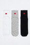 Kadın Karma Kalp Desenli 3'Lü Babet Çorap R7885AZ20AU