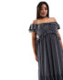 Фото #2 товара ASOS DESIGN Curve ruffle cut out off the shoulder midi dress in charcoal