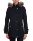 Фото #1 товара Women's Faux-Fur-Trim Hooded Wool Blend Walker Coat