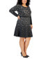 Фото #3 товара Plus Size Patterned Long-Sleeve Sweater Dress