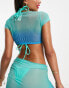 Candypants mesh crop top co-ord in blue ombre