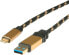ROLINE USB 0.5m - 0.5 m - USB A - USB C - USB 3.2 Gen 2 (3.1 Gen 2) - Male/Male - Black - Gold