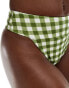 Фото #2 товара ASOS DESIGN deep band ultra high leg high waist bikini in green gingham