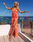 Фото #4 товара South Beach x Misha Grimes blurred floral print mesh maxi beach summer dress in pink